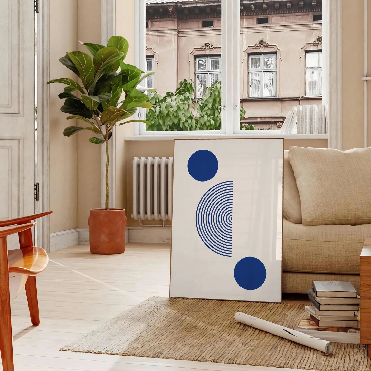 space captivating boho print poster abstract art gray blue hues unique wall perfect gift lover sizes A4 cm giant A0