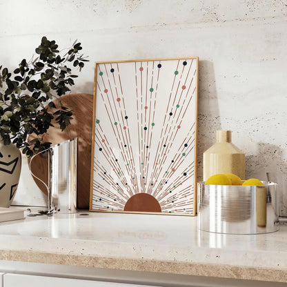 space Boho Print Poster stunning abstract art serene gray green hues captivating wall perfect gift lovers artwork touch elegance decor